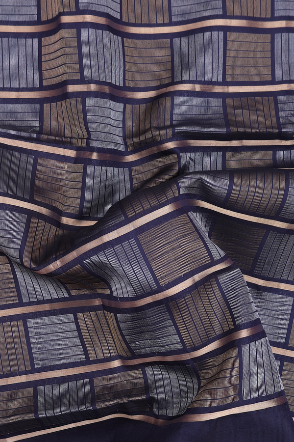 Soft Silk Saree In Navy Blue With Allover Design