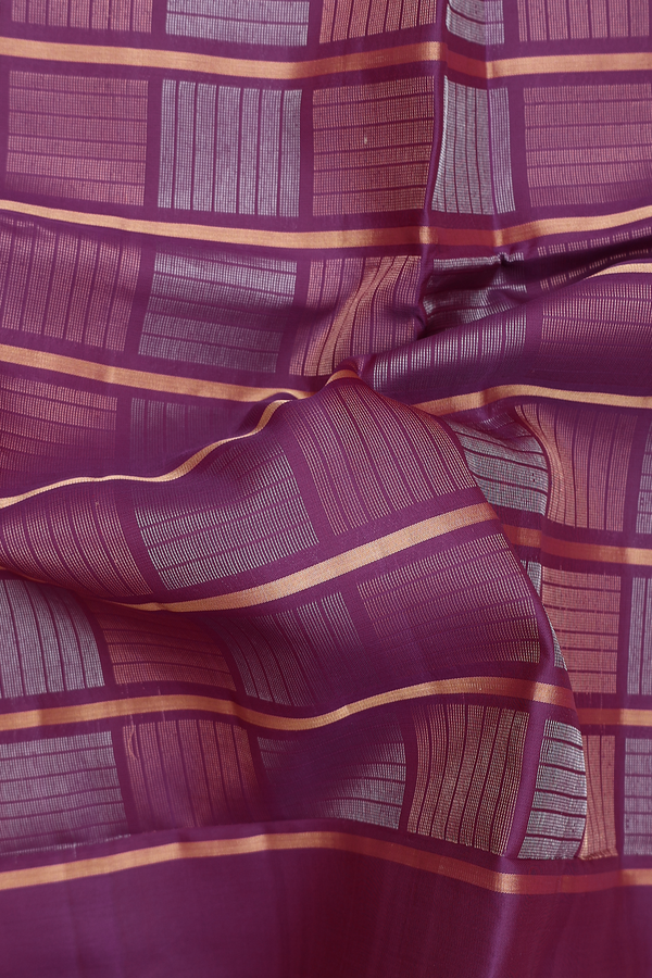 Soft Silk Saree In Purple With Checks Design