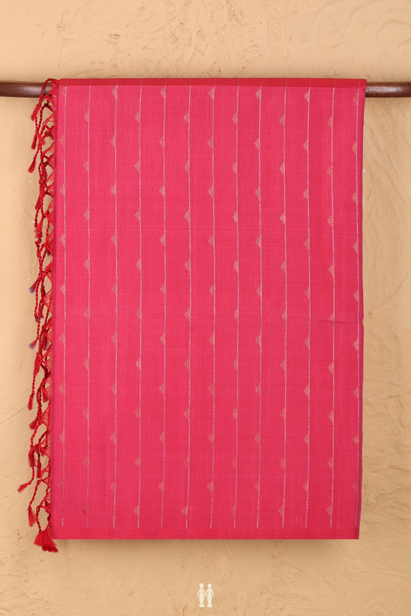 Soft Silk Saree In Pink With Stripes Design
