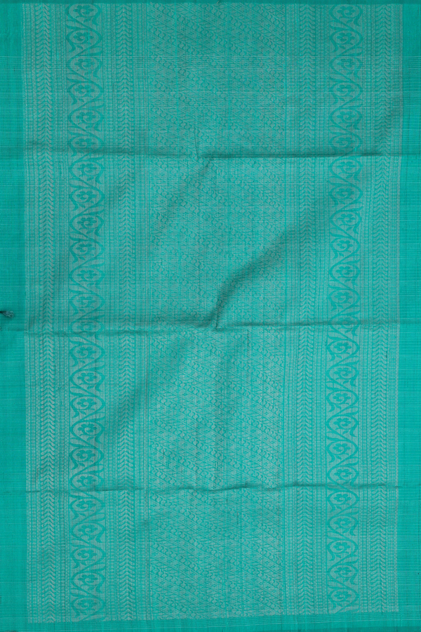 Raw Silk Saree In Peacock Green Along Stripes With Buttas