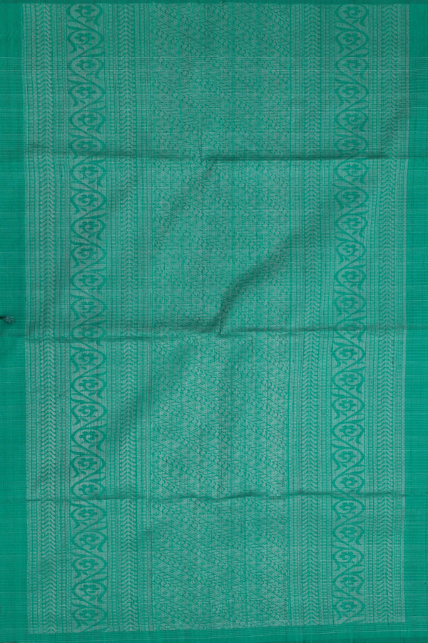 Raw Silk Saree In Peacock Green Along Stripes With Buttas
