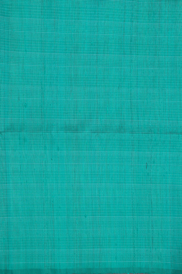 Raw Silk Saree In Peacock Green Along Stripes With Buttas