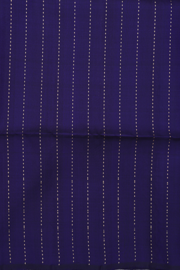 Raw Silk Saree In Grey And Blue With Stripes Design