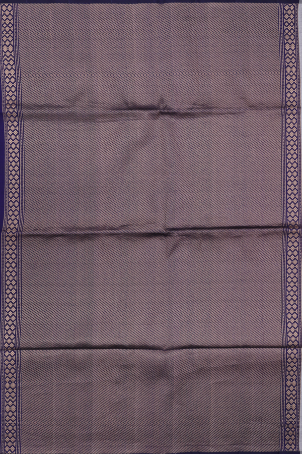 Raw Silk Saree In Grey And Blue With Stripes Design