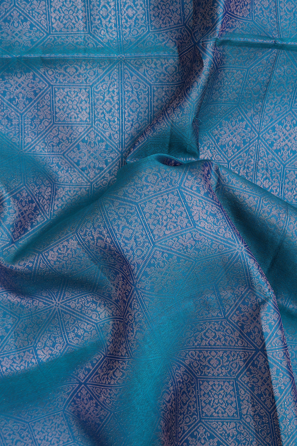 Soft Silk Saree In Blue With Brocade Design