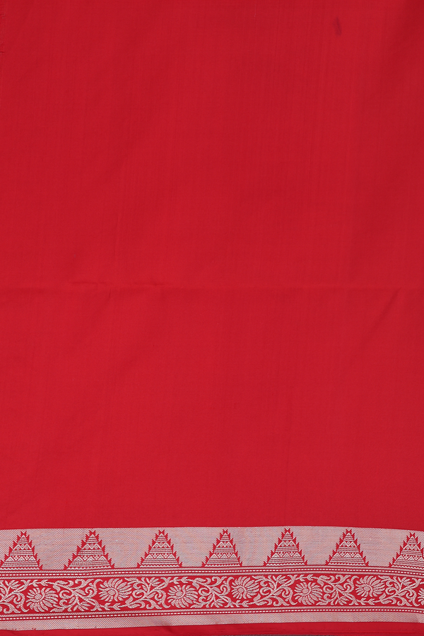 Soft Silk Saree In Scarlet Red With Floral Motifs