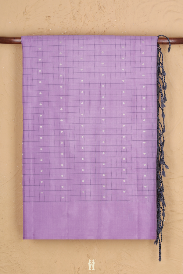 Soft Silk Saree In Lavender With Checks Design