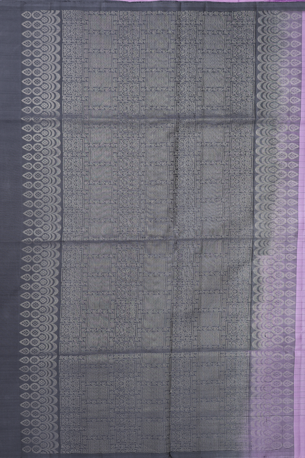 Soft Silk Saree In Lavender With Checks Design