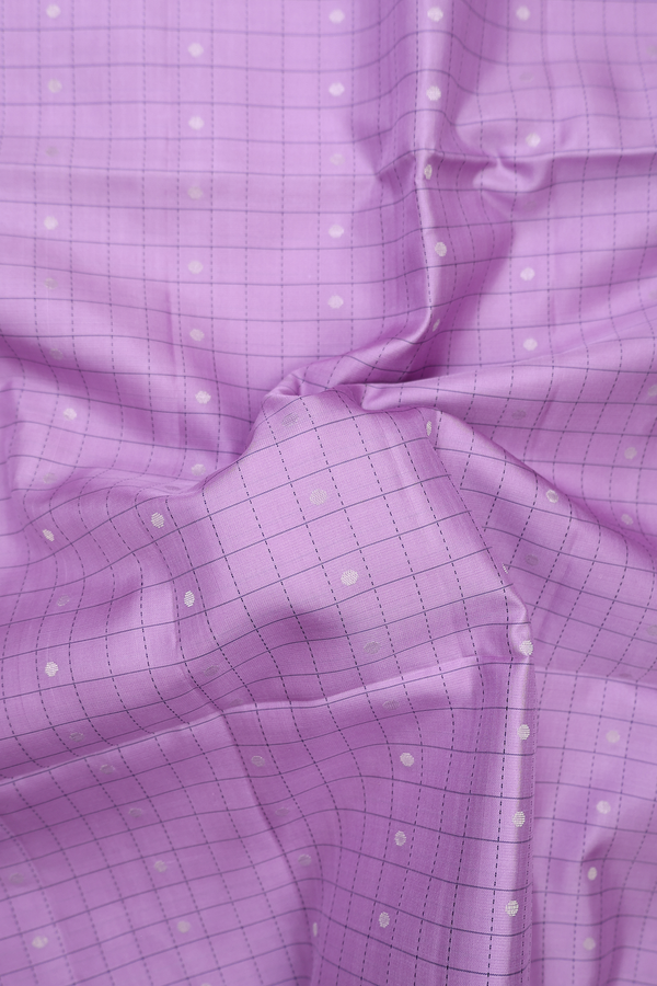 Soft Silk Saree In Lavender With Checks Design