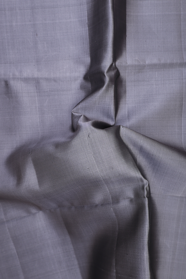 Soft Silk Saree In Grey With Temple Border