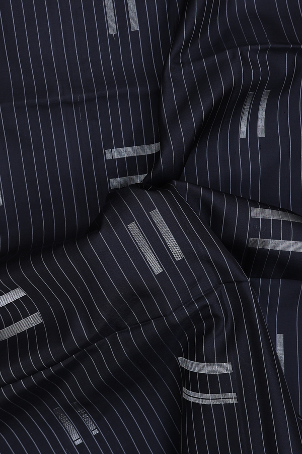 Soft Silk Saree In Black With Stripes Design