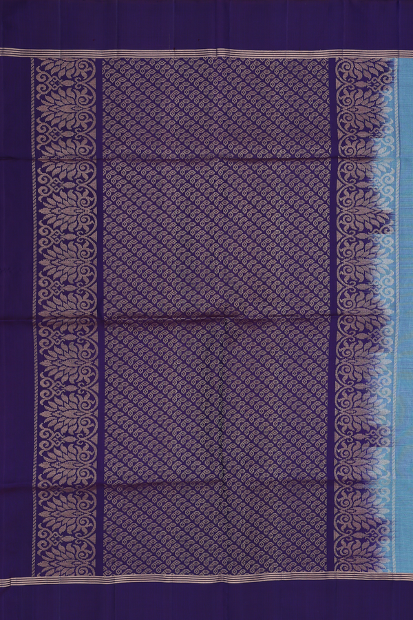 Soft Silk Saree In Dusty Teal With Rudraksh Buttas
