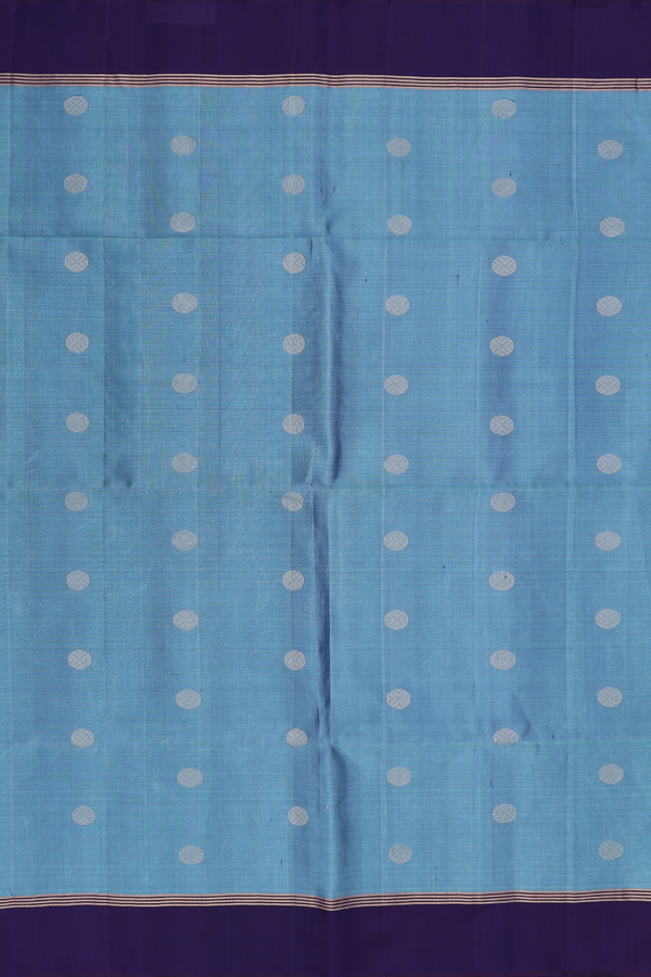 Soft Silk Saree In Dusty Teal With Rudraksh Buttas