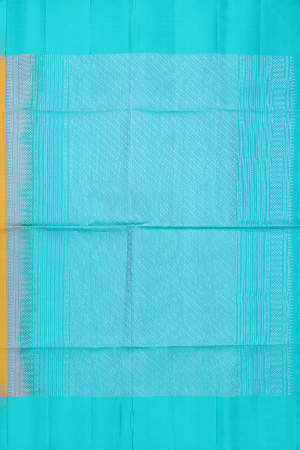 Soft Silk Saree In Saffron Yellow With Zari Buttas