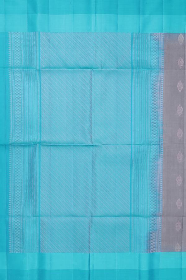 Soft Silk Saree In Grey With Zari Buttas