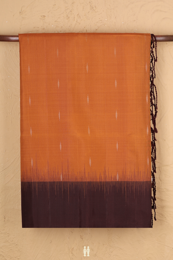 Soft Silk Saree In Spiced Orange With Zari Buttas