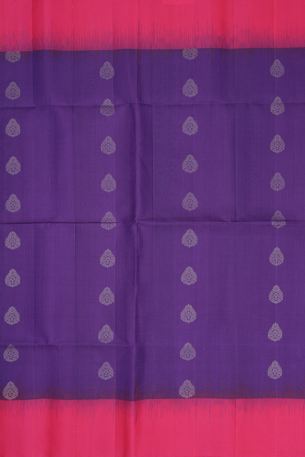 Soft Silk Saree In Purple With Zari Buttas