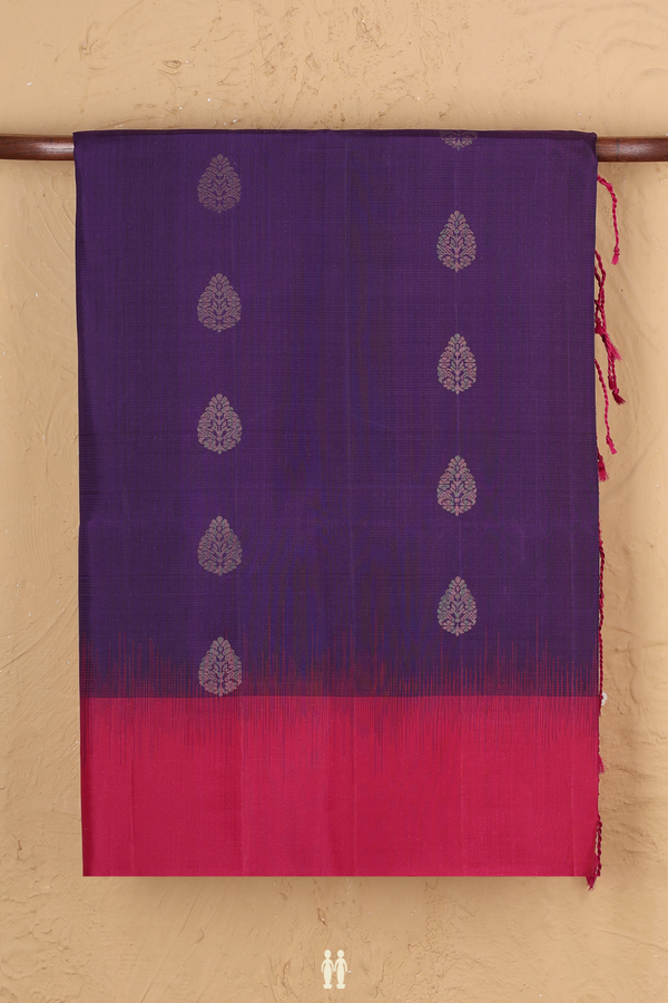 Soft Silk Saree In Purple With Zari Buttas
