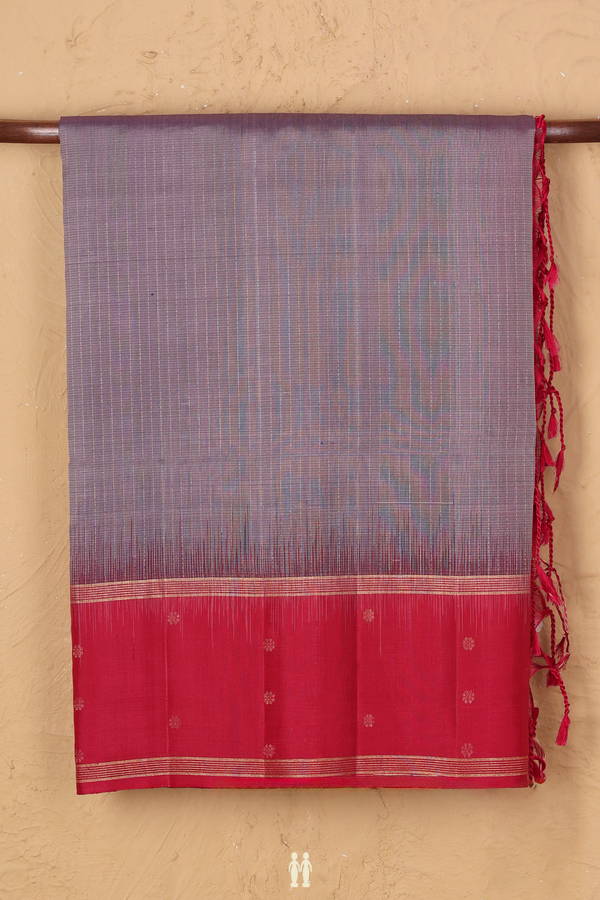 Soft Silk Saree In Dusty Purple With Stripes Design