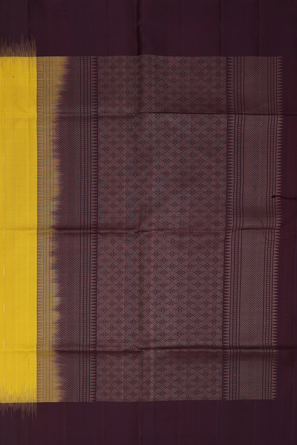 Soft Silk Saree In Bright Yellow With Zari Buttas