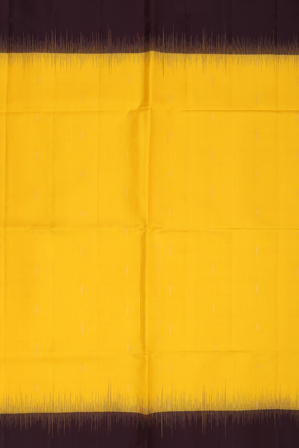 Soft Silk Saree In Bright Yellow With Zari Buttas