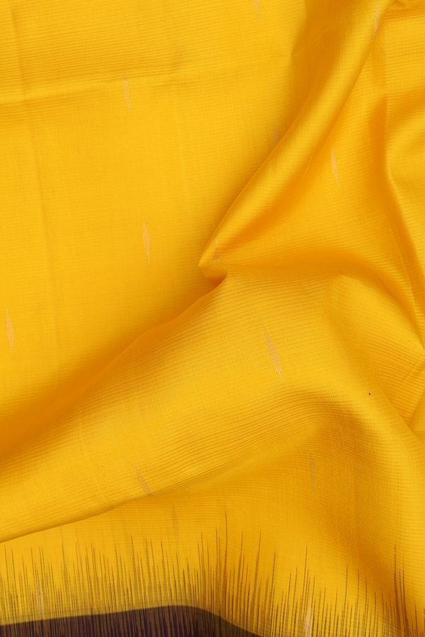 Soft Silk Saree In Bright Yellow With Zari Buttas