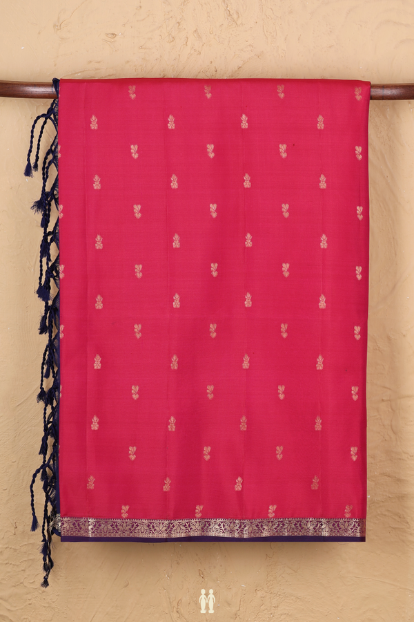 Soft Silk Saree In Pink With Floral Buttis