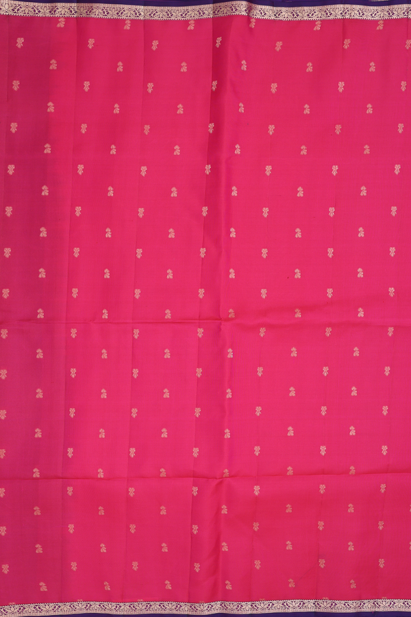 Soft Silk Saree In Pink With Floral Buttis