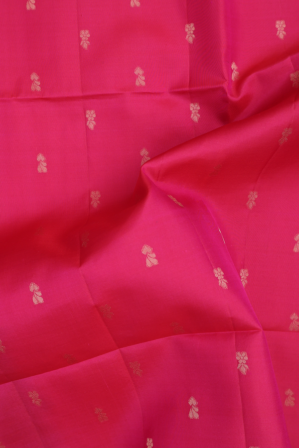 Soft Silk Saree In Pink With Floral Buttis