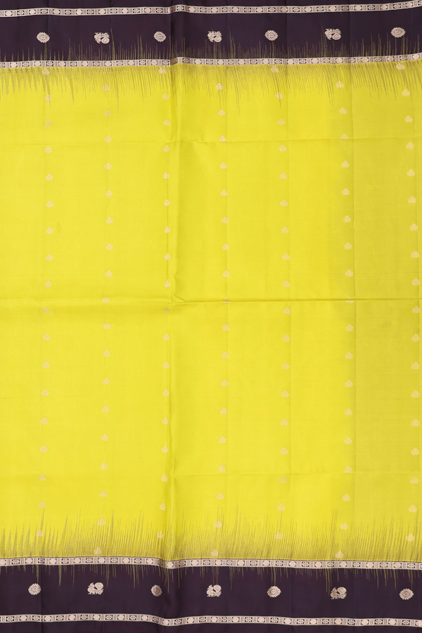 Soft Silk Saree In Dark Yellow With Zari Buttas