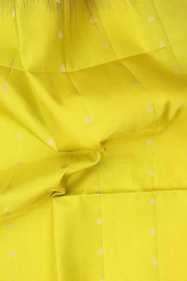 Soft Silk Saree In Dark Yellow With Zari Buttas