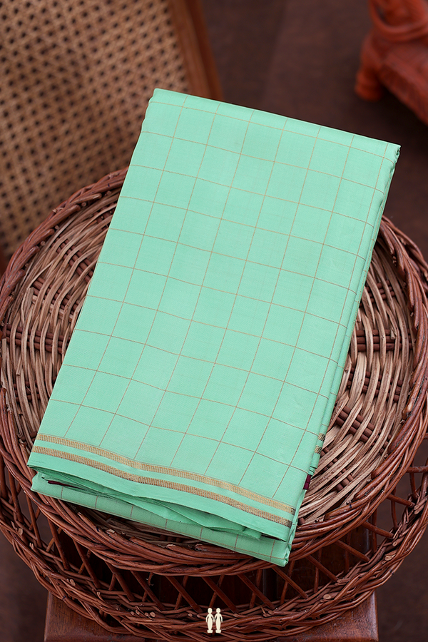 Kanchipuram Silk Saree In Green With Checks Design