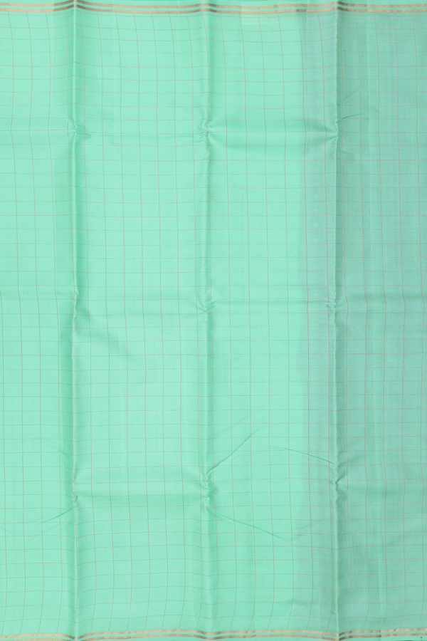 Kanchipuram Silk Saree In Green With Checks Design