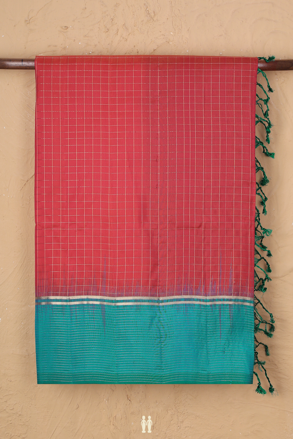 Soft Silk Saree In Pink With Checks Design