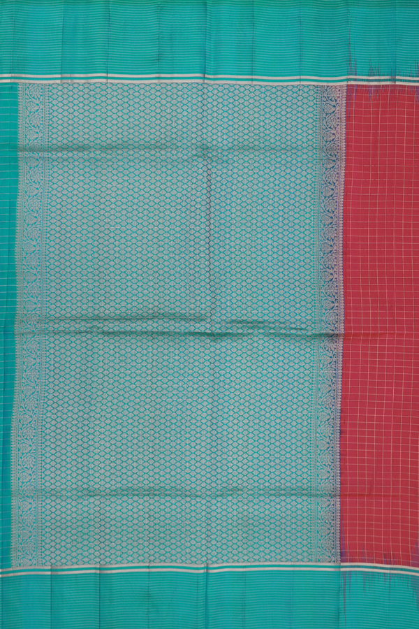 Soft Silk Saree In Pink With Checks Design