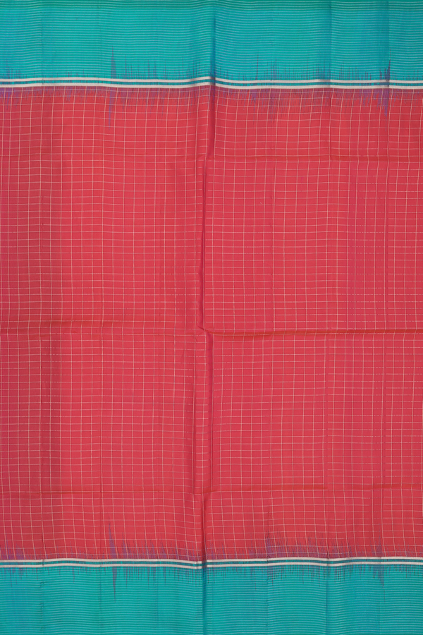 Soft Silk Saree In Pink With Checks Design