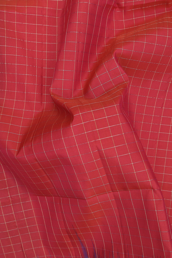 Soft Silk Saree In Pink With Checks Design