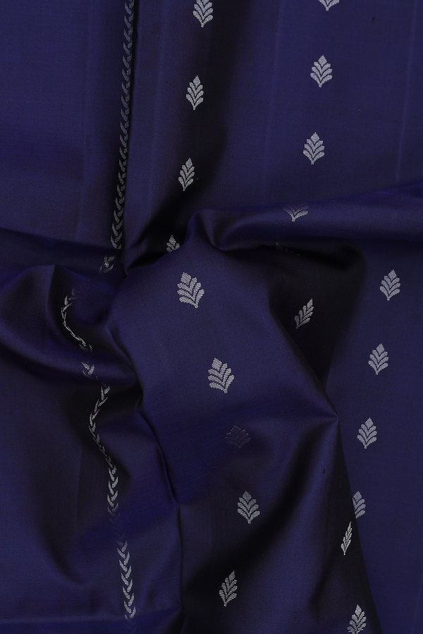 Soft Silk Saree In Navy Blue With Stripes Design