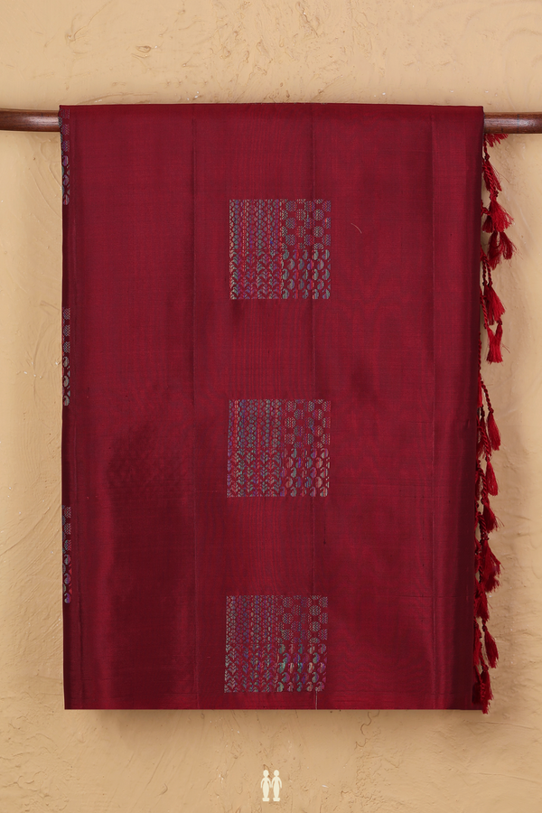 Soft Silk Saree In Red With Square Motifs