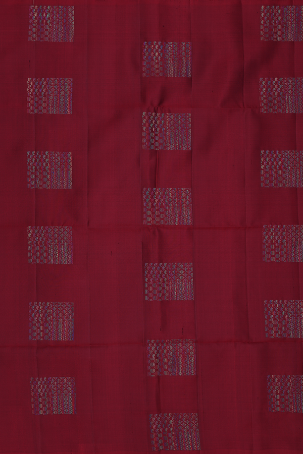 Soft Silk Saree In Red With Square Motifs