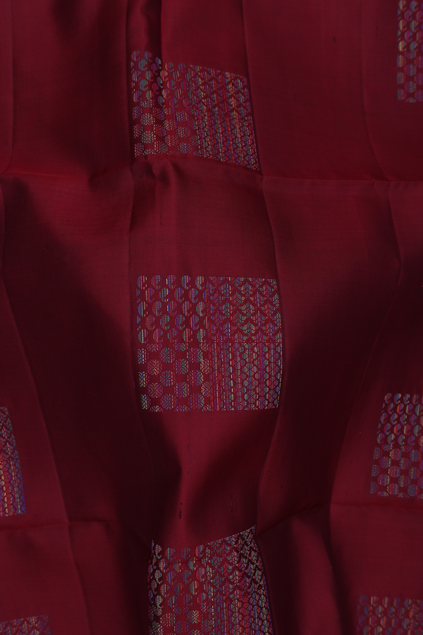 Soft Silk Saree In Red With Square Motifs