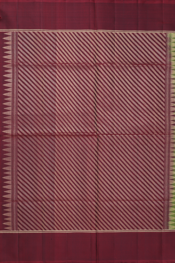 Soft Silk Saree In Lime Green With Stripes Design