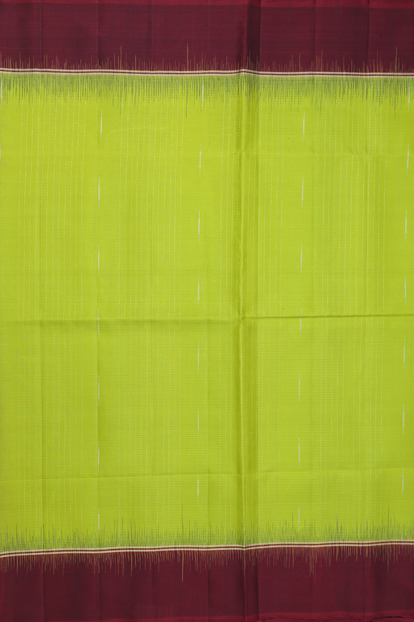 Soft Silk Saree In Lime Green With Stripes Design