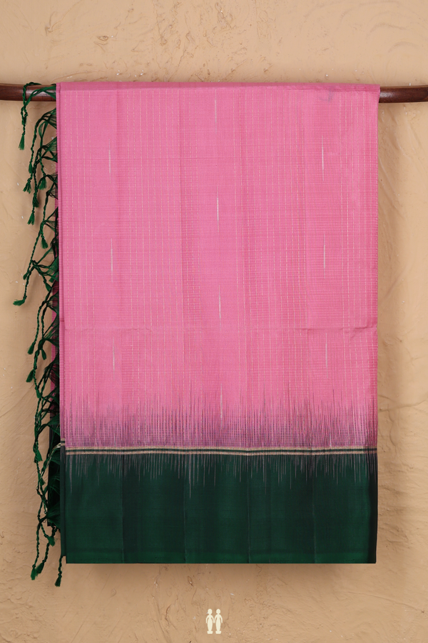 Soft Silk Saree In Pink With Stripes Design