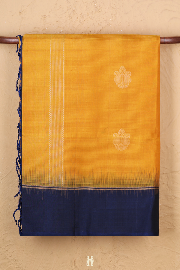 Soft Silk Saree In Yellow With Paisley Design