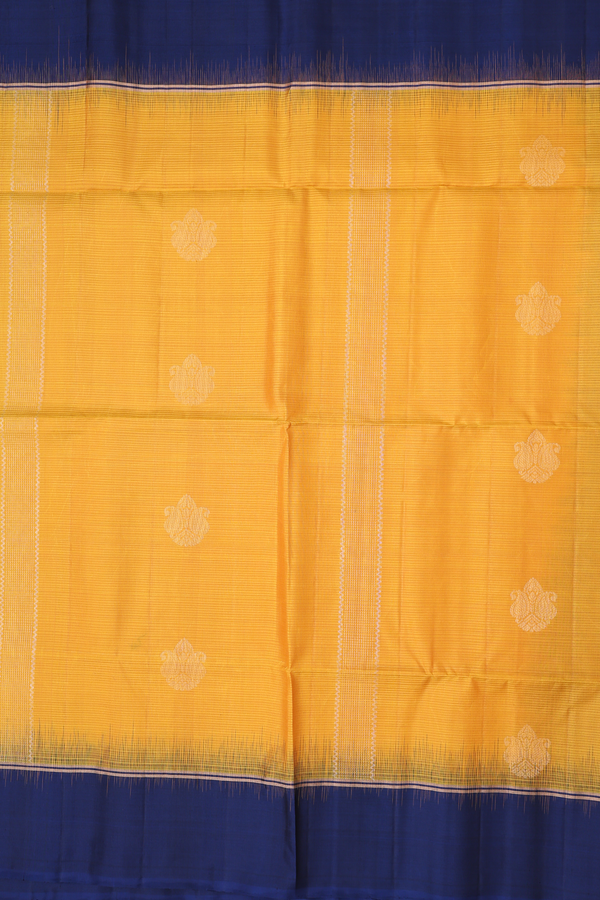 Soft Silk Saree In Yellow With Paisley Design
