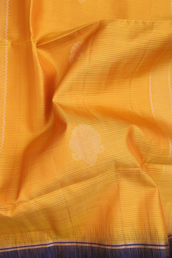 Soft Silk Saree In Yellow With Paisley Design