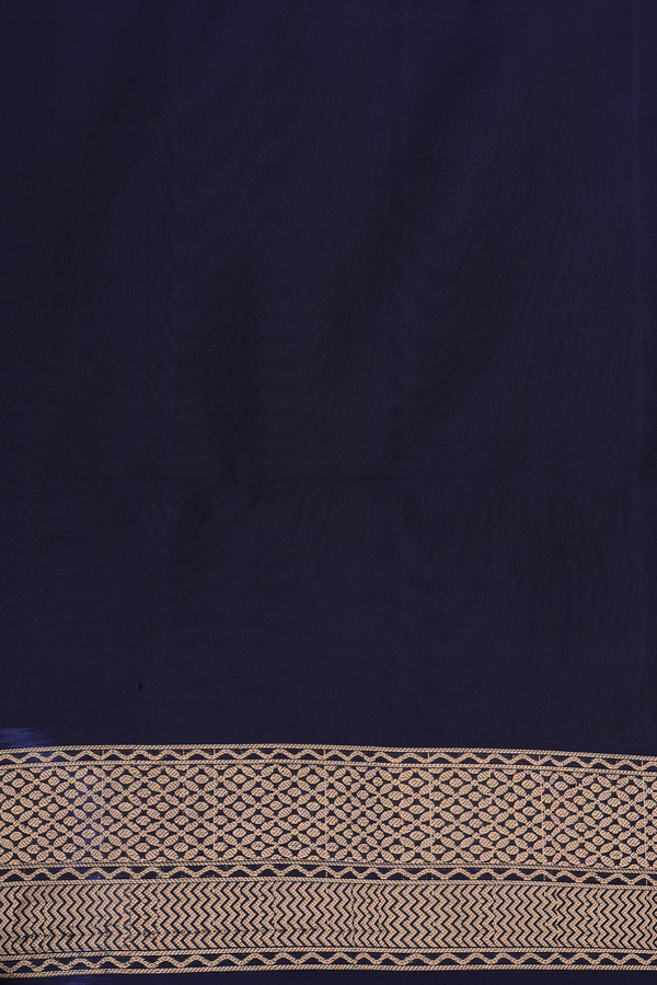 Soft Silk Saree In Navy Blue With Rudraksh Buttas