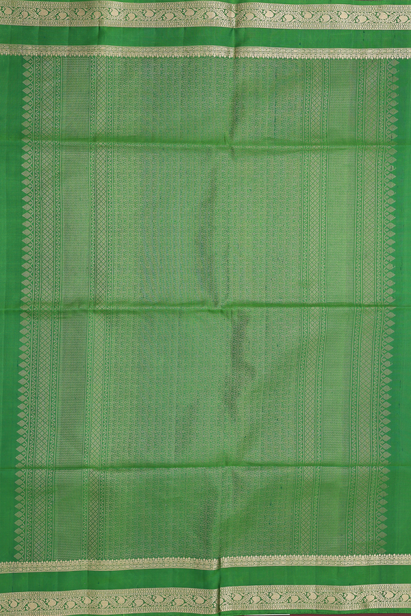 Soft Silk Saree In Leaf Green With Rudraksh Buttas