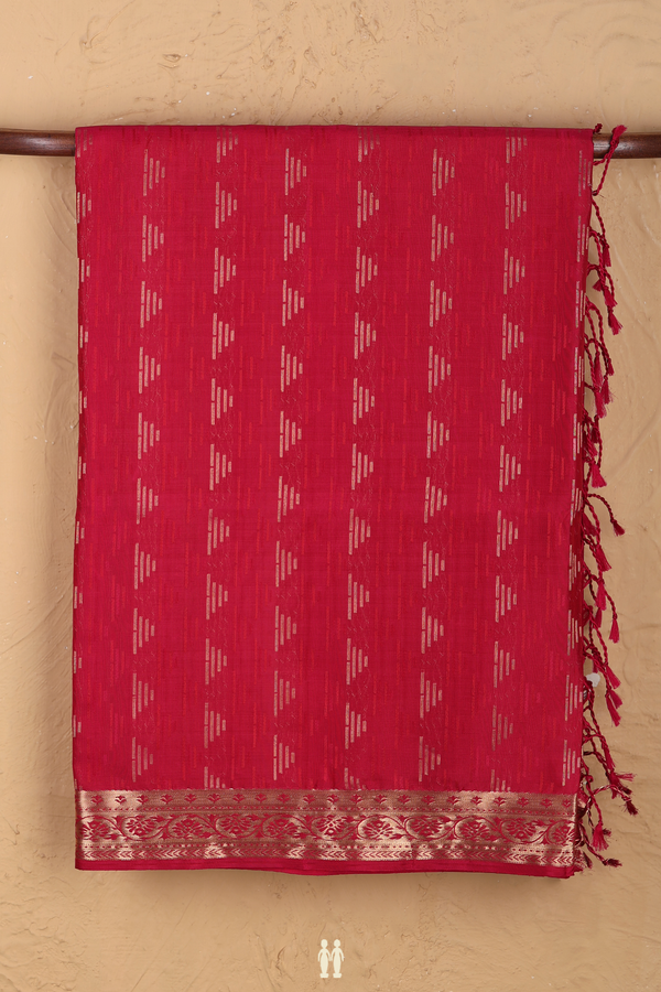 Soft Silk Saree In Rose Red With Allover Design